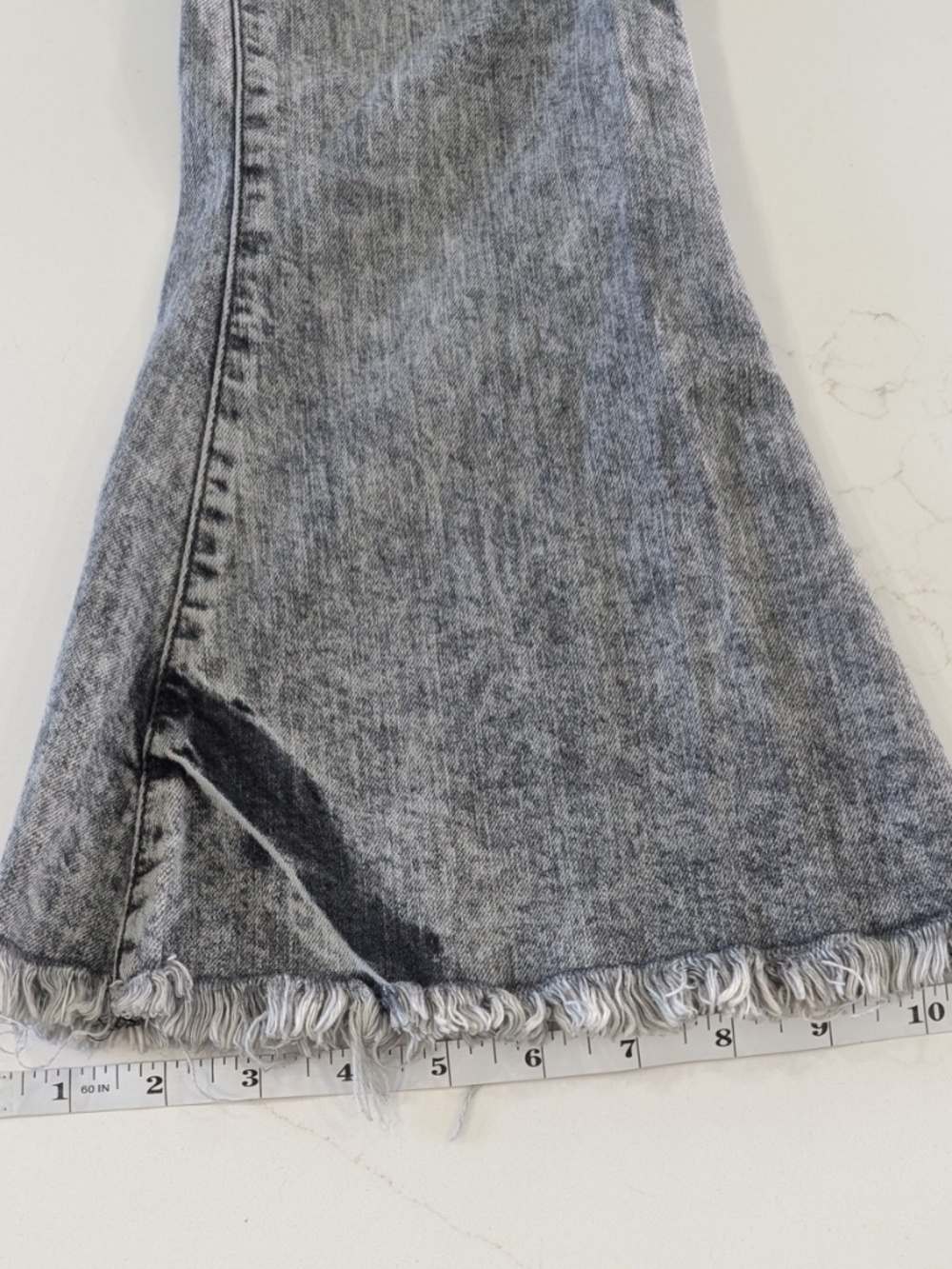 Retrofete Presley Flare Jeans Size 29 Acid Grey Frayed Raw Hem Mid Rise Italy - Picture 13 of 13